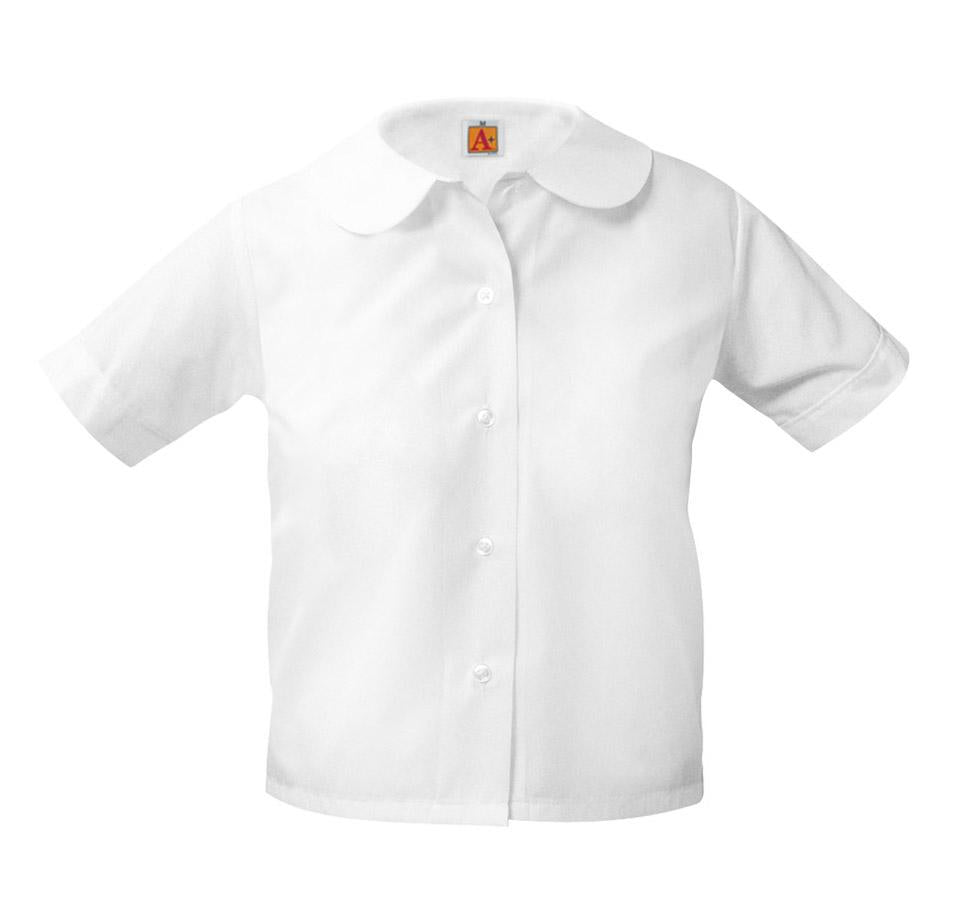Round Collar Short Sleeve Blouse - White