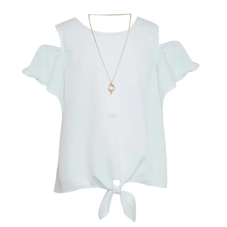 Amy Byer - Cold Shoulder Top with Necklace