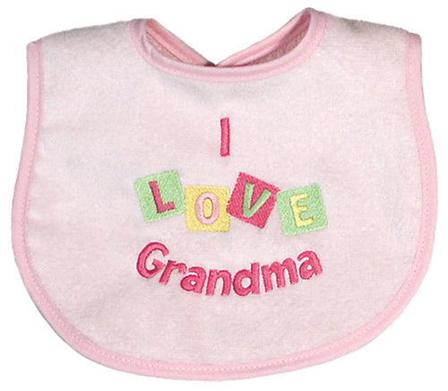 Raindrops - I Love Grandma Bib Pink