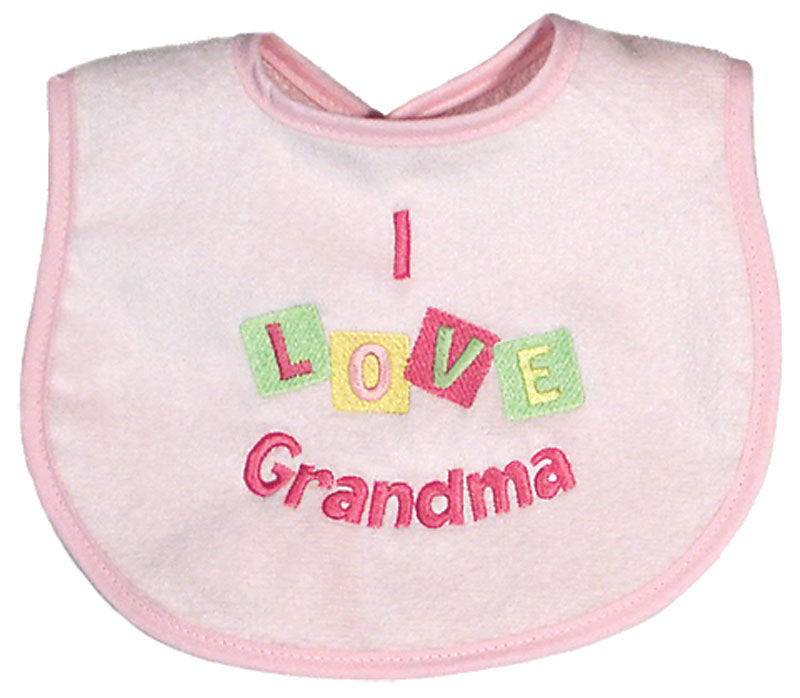 Raindrops - I Love Grandma Bib Pink