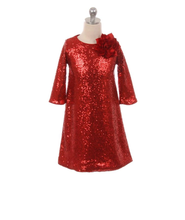 Load image into Gallery viewer, Kid’s Dream - 3/4 Sleeve Sequin Dress (More Colors)