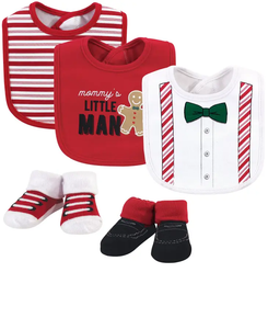 Little Treasure - Christmas Suspenders Bib & Sock Set