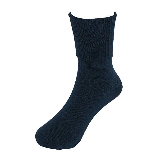 Single Pair Roll Over Cuff Sock - Navy