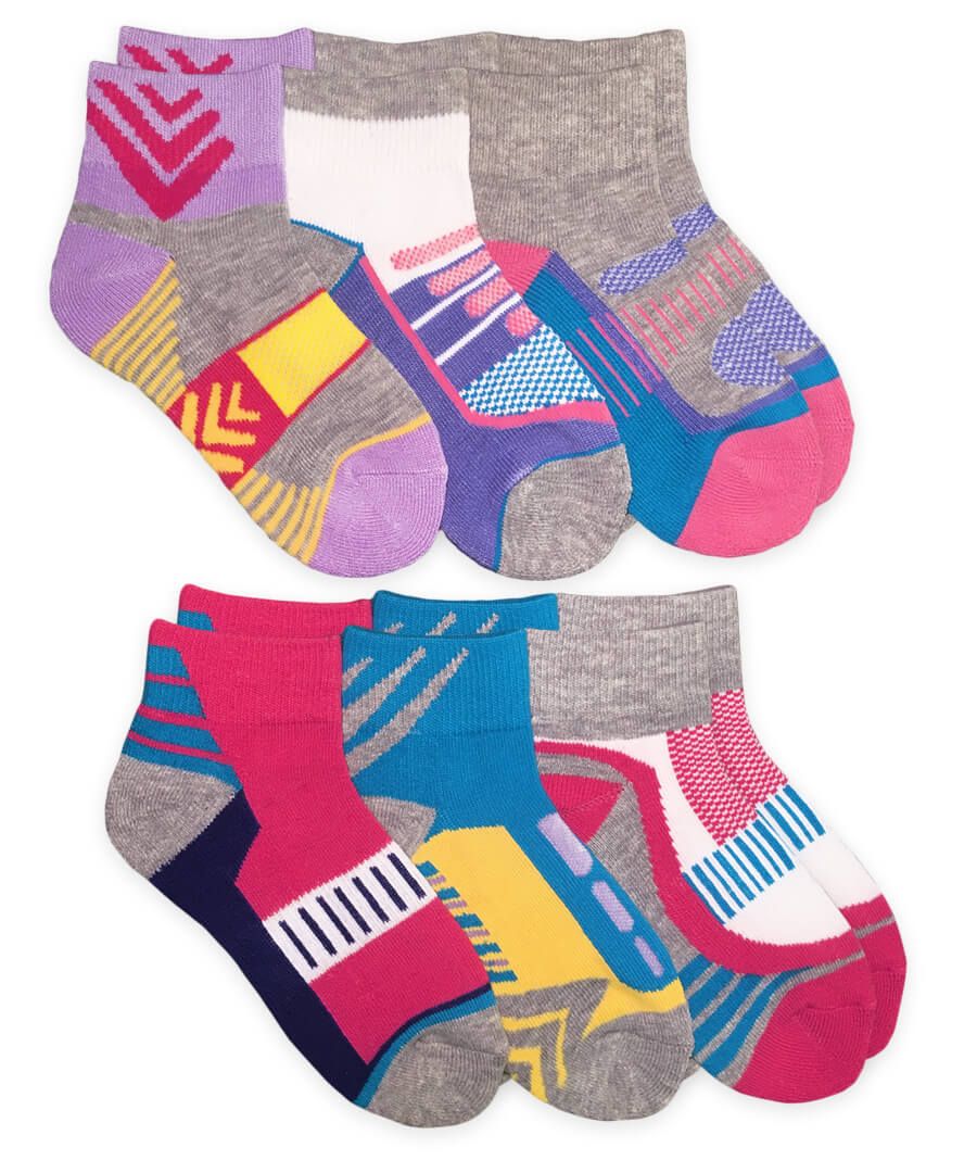 Jefferies Socks Girls Sport School Low Cut No Show Ankle Rainbow Tab Socks  6 PK