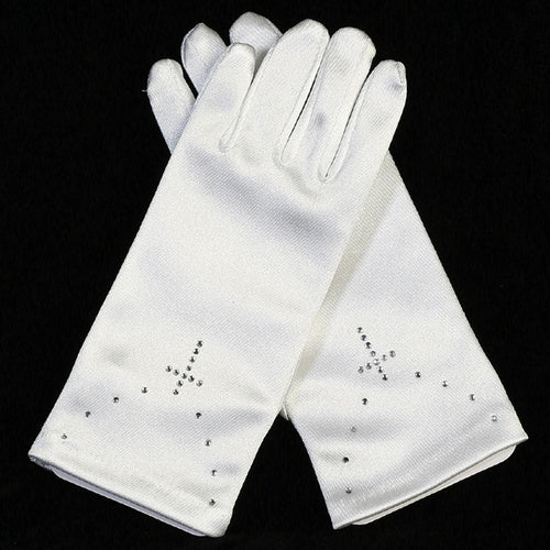 Lito - GL15 Satin Glove with Rhinestone Cross