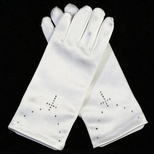 Lito - GL15 Satin Glove with Rhinestone Cross