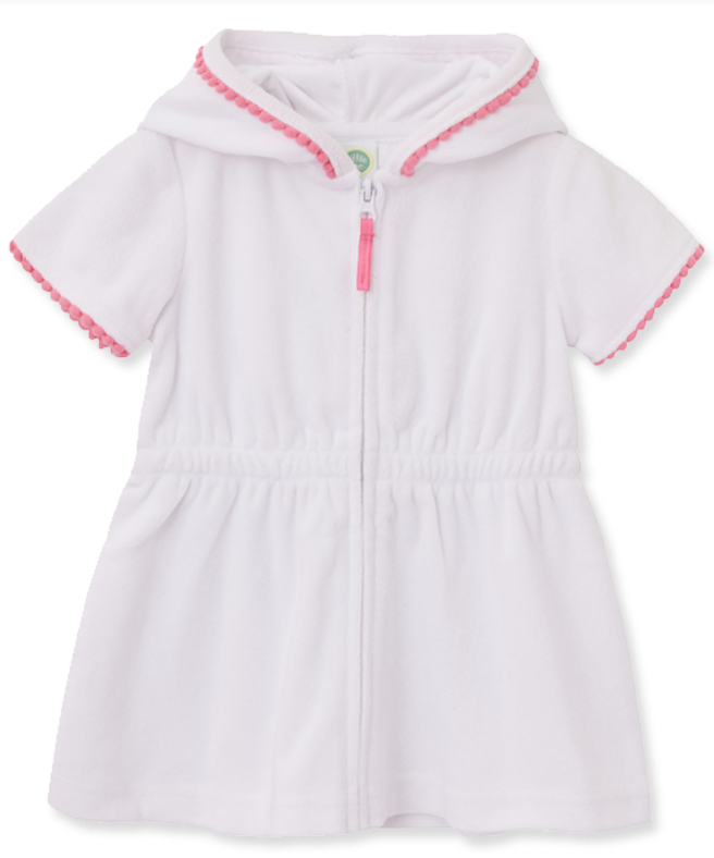 Little Me - Zip-up Coverup with Poms