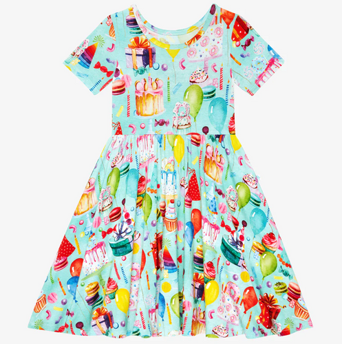 Posh Peanut - Happy Birthday Short Sleeve Twirl Dress