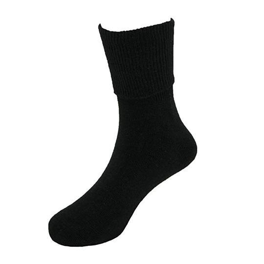 Single Pair Roll Over Cuff Sock - Black
