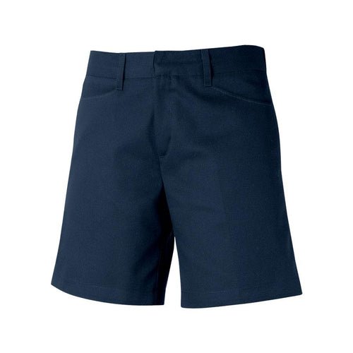 School Apparel - Girls Flat Front Adjustable Waist Shorts - Navy