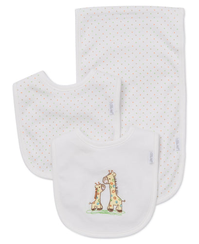 Little Me - Giraffe Bib Burp Set